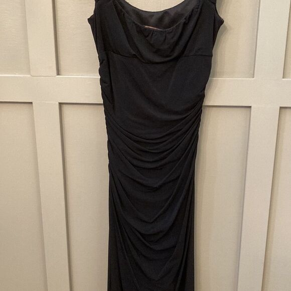 BCBG maxAzria ruched asymmetric hem midi dress black size XS - Picture 13 of 15